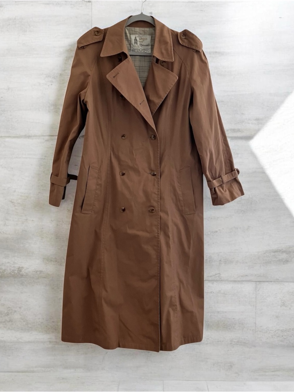 Vintage London Fog Maincoats Trench Coat Tan Belted Double Breasted Women’s 16